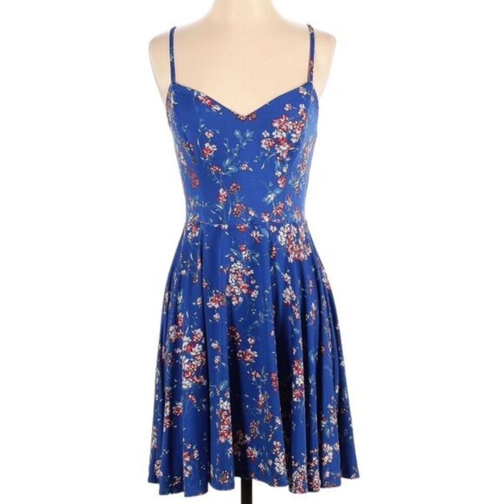 Chic Floral Blue Midi Dress